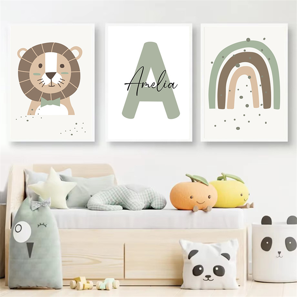 Baby Nursery Green - Obraz na płótnie z lwem, plakat