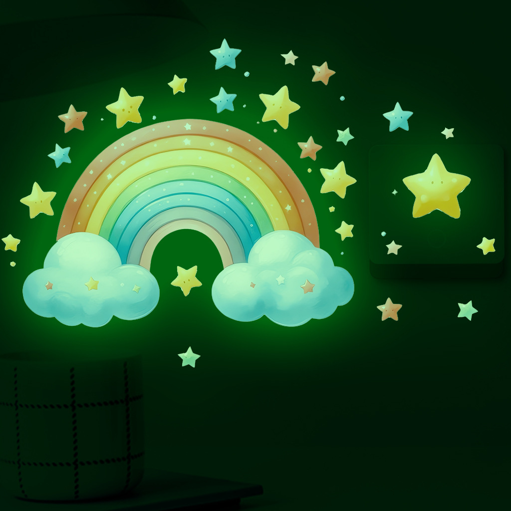 Baby Nursery Diy - Naklejki ścienne z tęczą, świetliące w