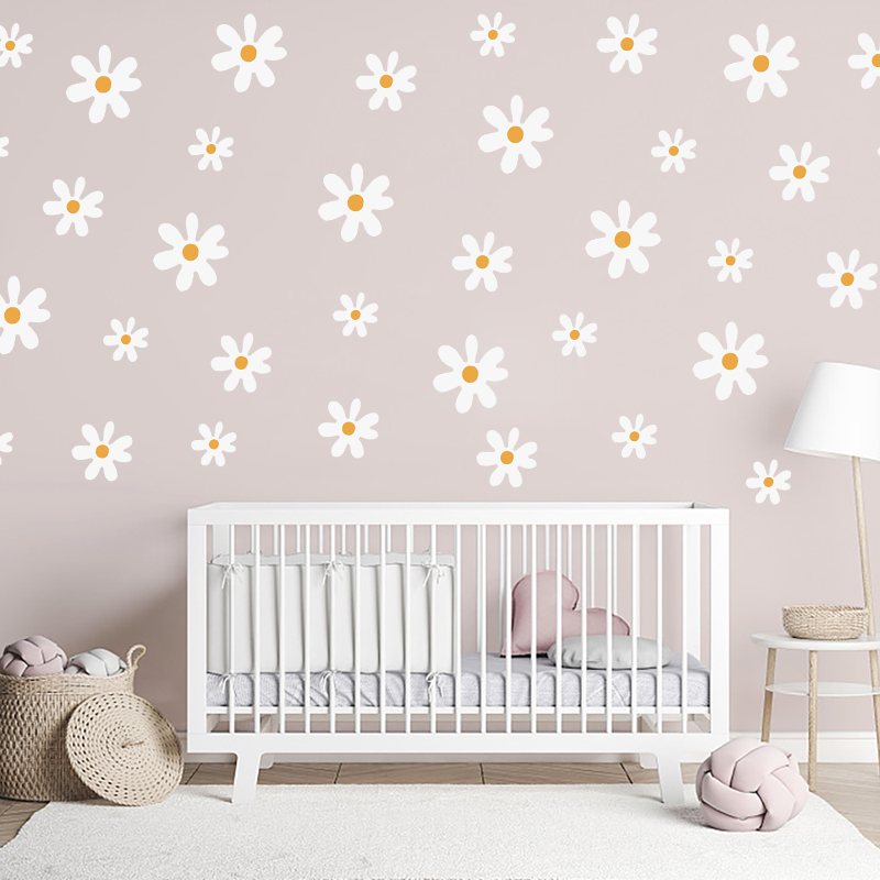 Baby Nursery Diy - Naklejki ściana kwiatów Boho Daisy do
