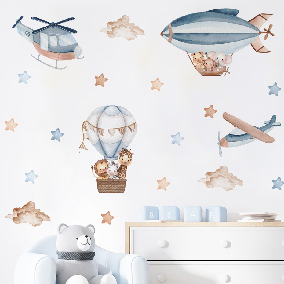 Baby Nursery Needs - Akwarela Zwierzęta Balon na gorące powietrze