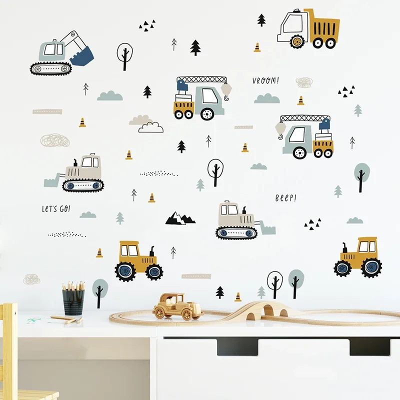 Baby Nursery Needs - Ręcznie rysowane śliczne samochody ciężarówka naklejki