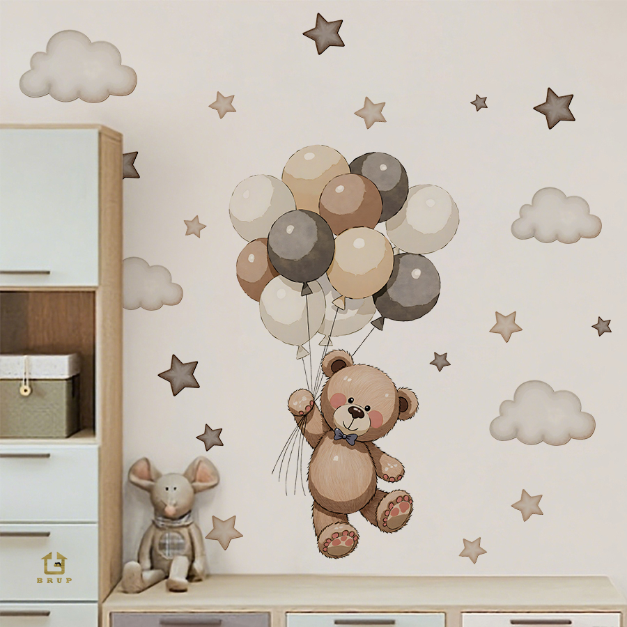 Baby Nursery Needs - Urocze naklejki ścienne z misiami, zdejmowalne