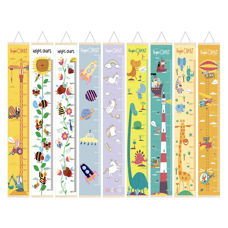 Baby Nursery Fabric - Chłopcy dziewczęta miarka wzrostu rama drewniana