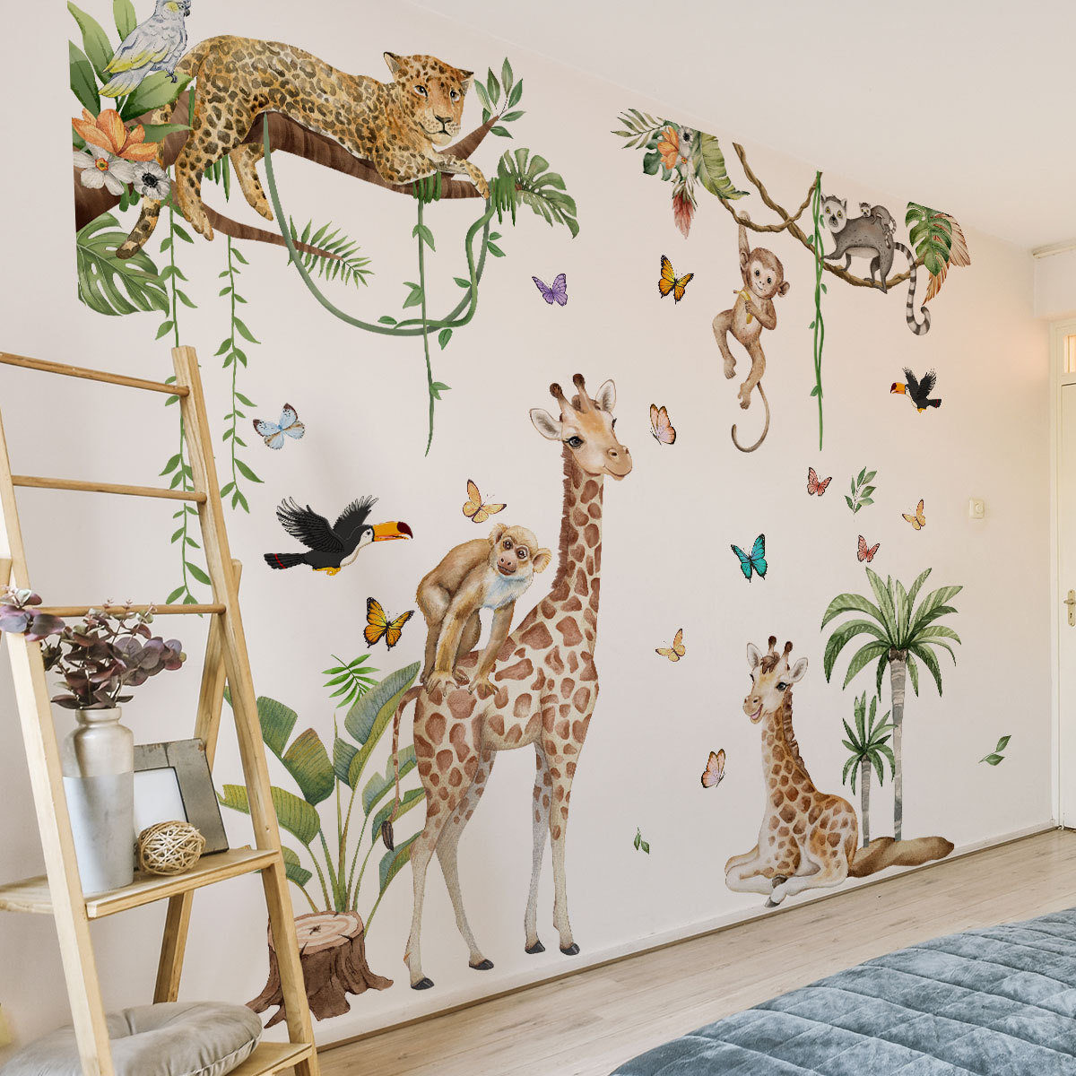 Duże leśne zwierzęta Naklejka  – Baby Nursery Jungle Wallpaper recenzja i cena