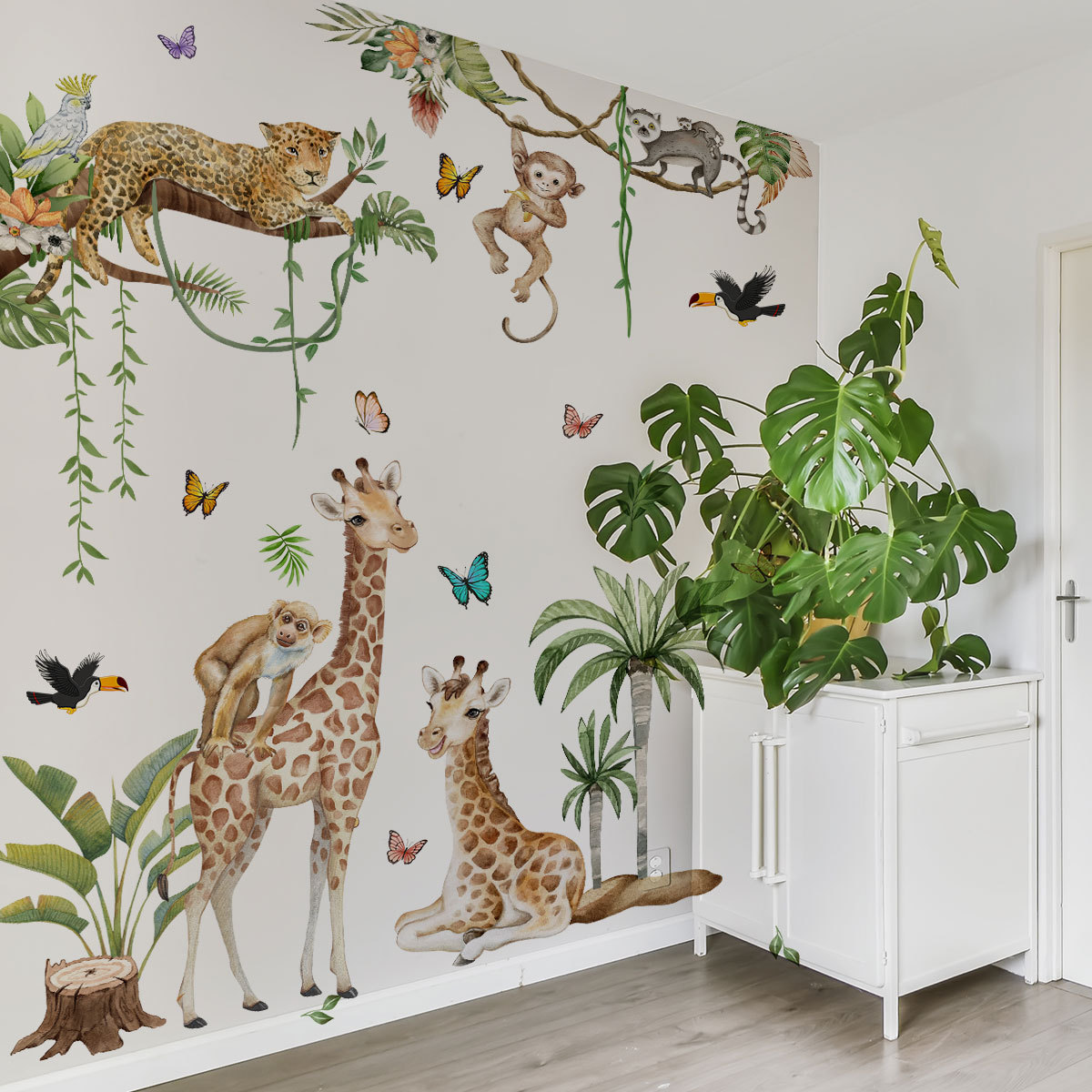 Duże leśne zwierzęta Naklejka  – Baby Nursery Jungle Wallpaper recenzja i cena