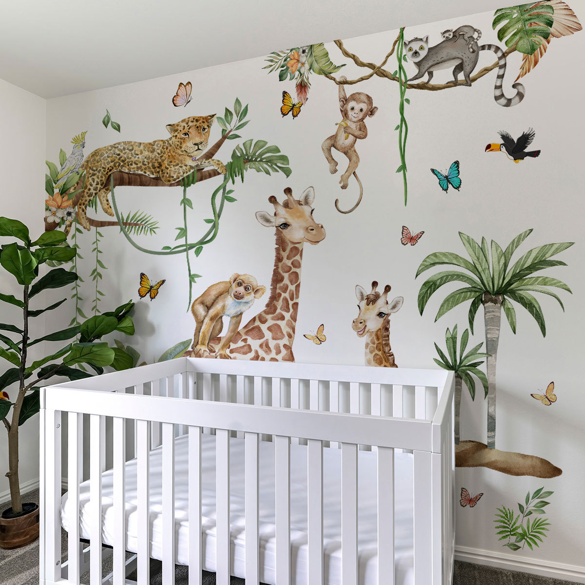 Duże leśne zwierzęta Naklejka  – Baby Nursery Jungle Wallpaper recenzja i cena
