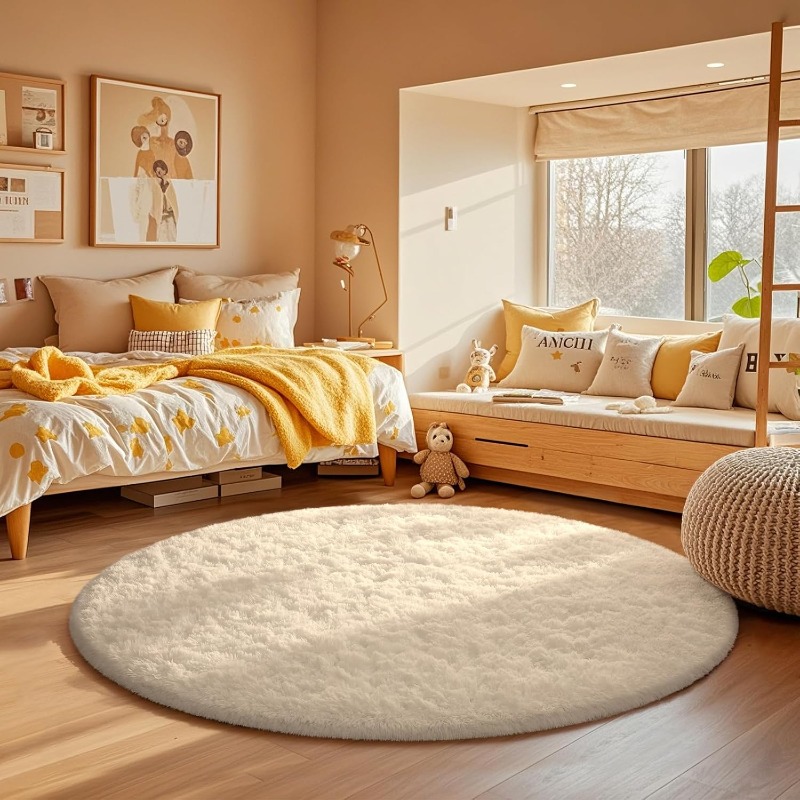 Okrągły kremowy biały dywan mi – Baby Nursery Mat recenzja i cena