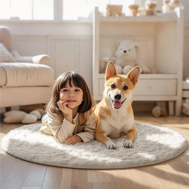 Okrągły kremowy biały dywan mi – Baby Nursery Mat recenzja i cena