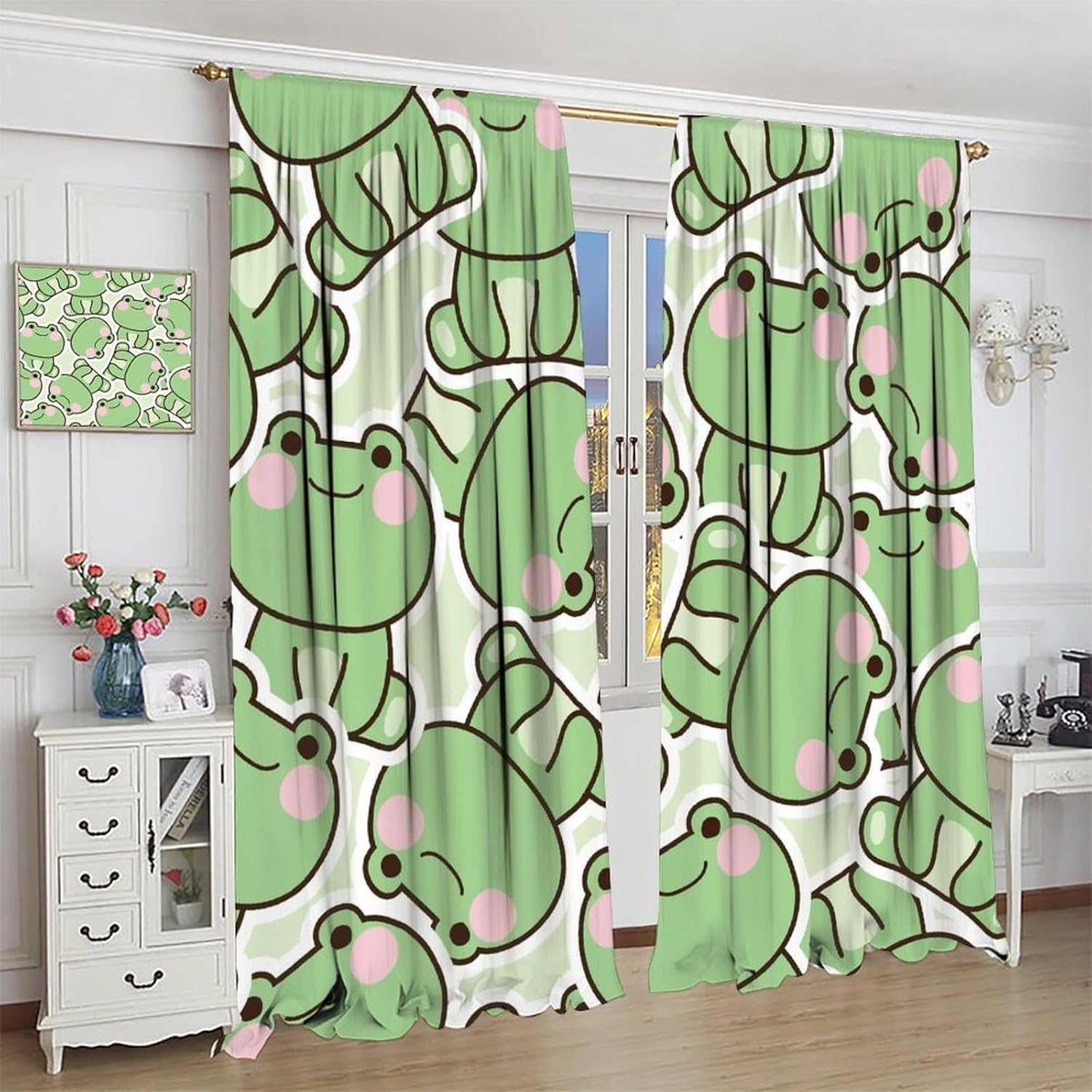 Urocze zielone zasłony w żabki – Baby Nursery Green recenzja i cena
