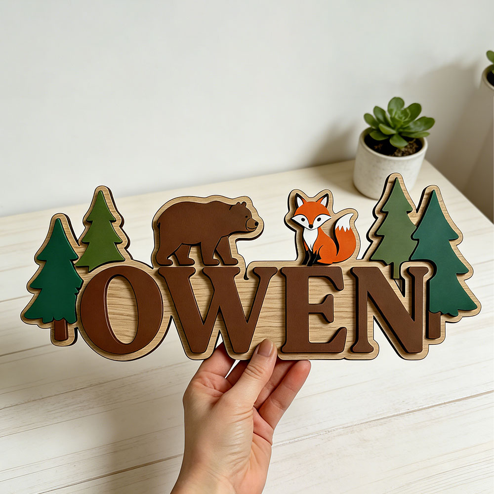 Personalizowana drewniana tabl – Baby Nursery Jungle Theme recenzja i cena