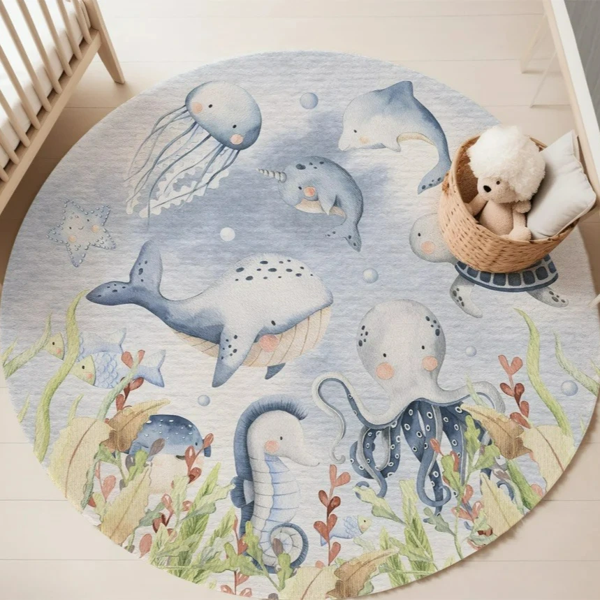 Niebieski dywan z motywem mors – Baby Nursery Mat recenzja i cena